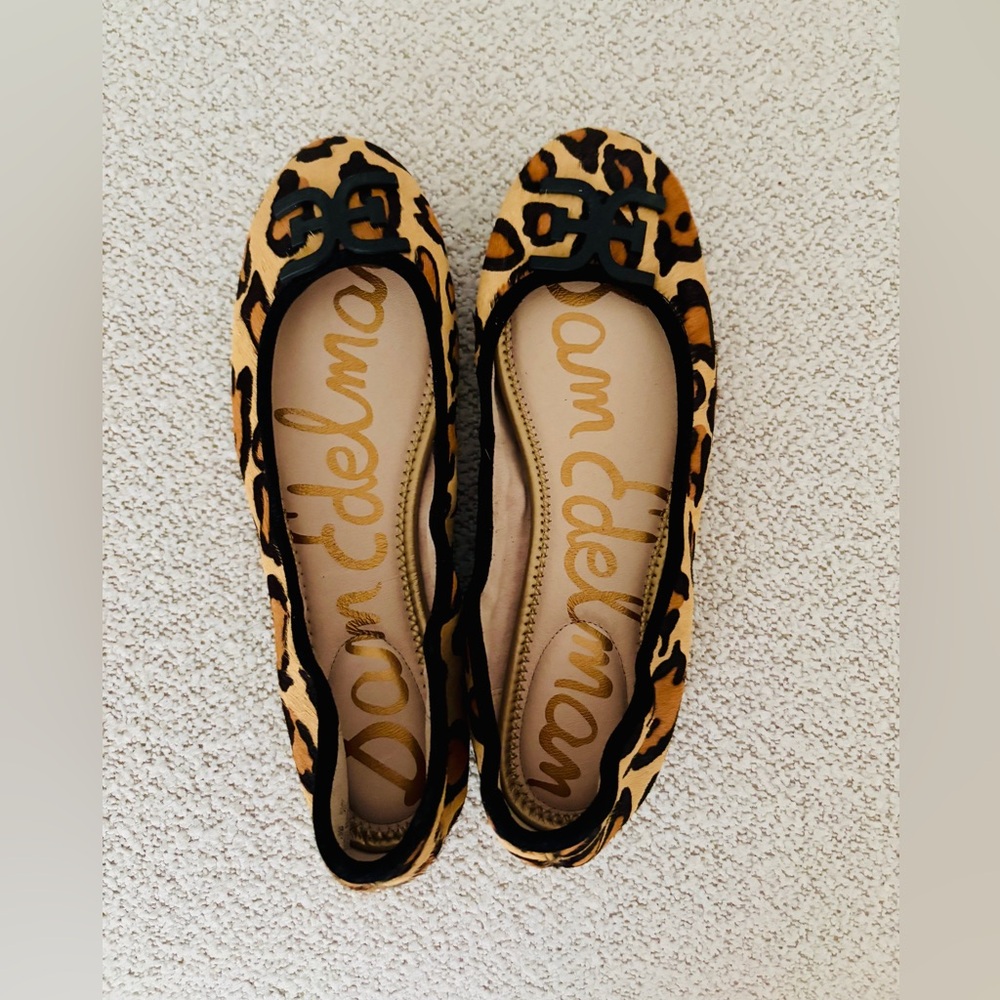 NEW Sam Edelman Real Fur Loafers/Ballet Flat with Leopard Print 10M